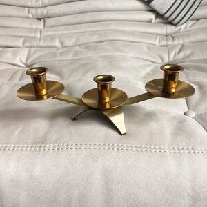Rare Mid Century Bronze Gold Metal 3 Candle Candelabra